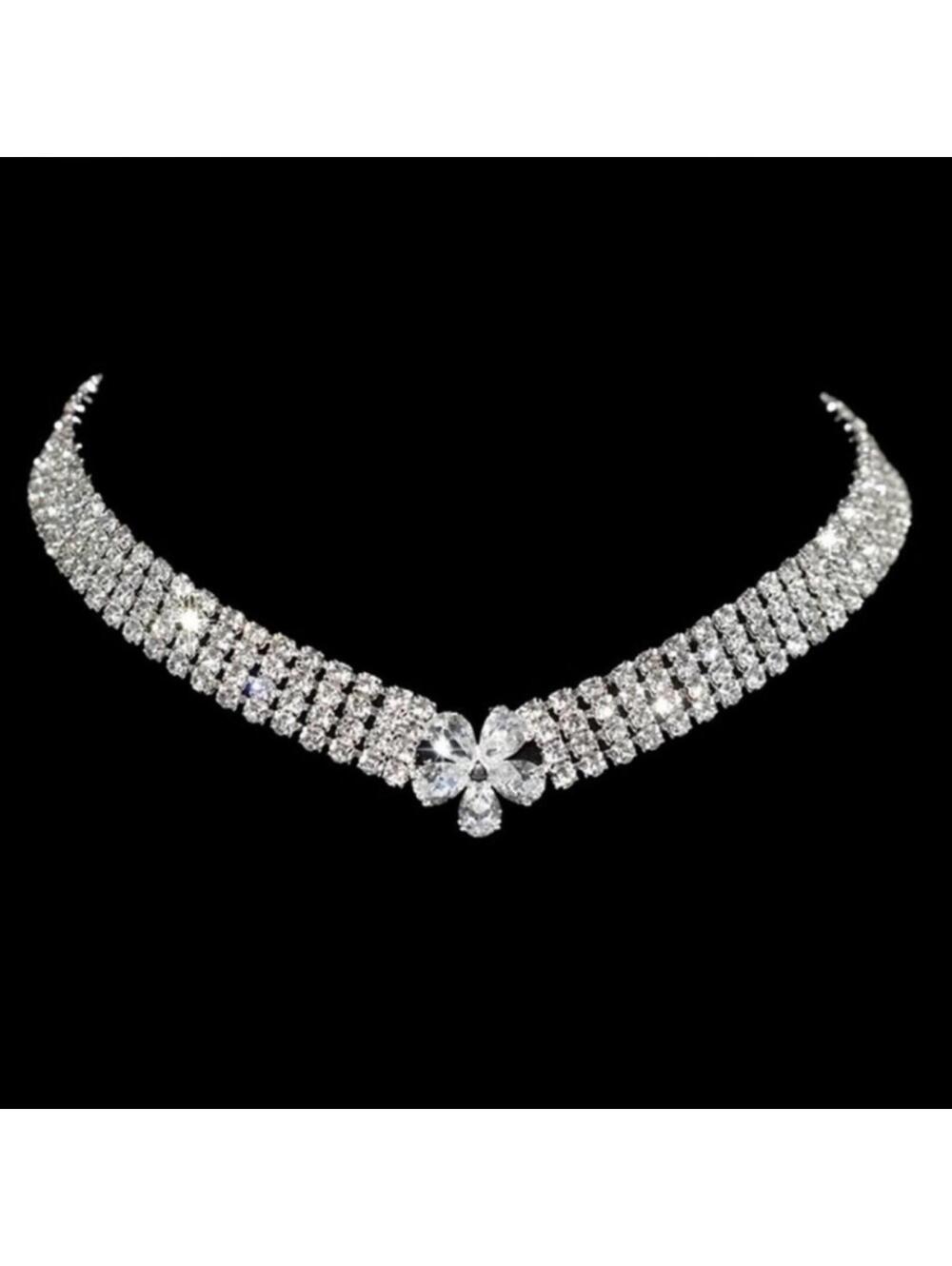 Flower Glam Bling Rhinestone Choker